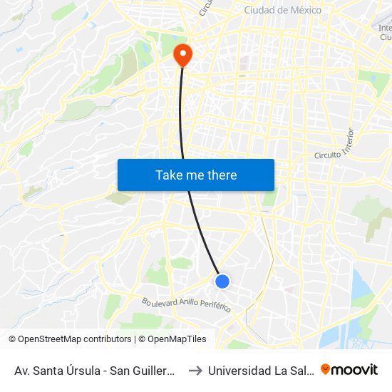 Av. Santa Úrsula - San Guillermo to Universidad La Salle map