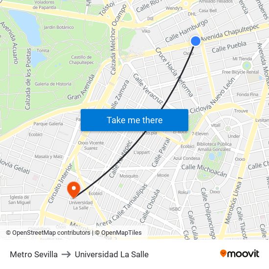 Metro Sevilla to Universidad La Salle map