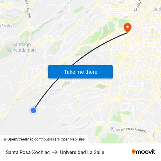 Santa Rosa Xochiac to Universidad La Salle map