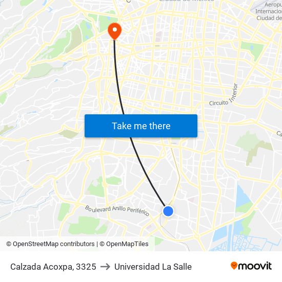 Calzada Acoxpa, 3325 to Universidad La Salle map