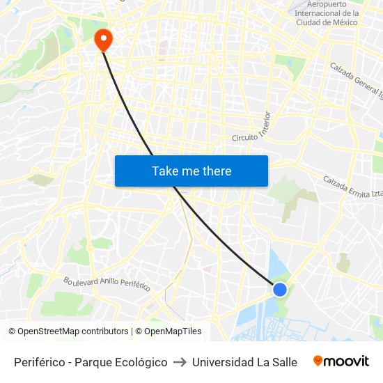Periférico - Parque Ecológico to Universidad La Salle map