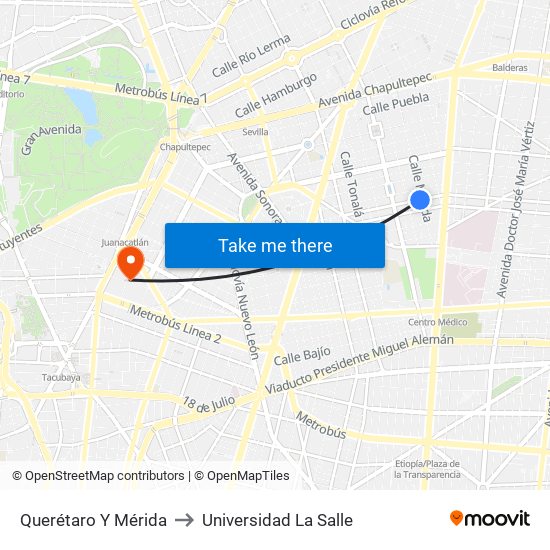 Querétaro Y Mérida to Universidad La Salle map