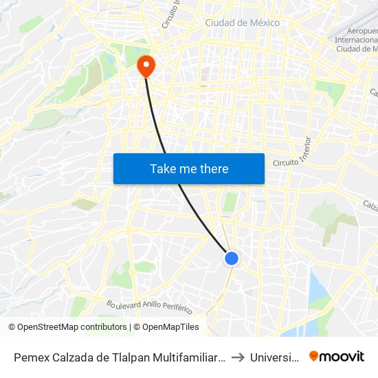 Pemex Calzada de Tlalpan Multifamiliar Tlalpan Coyoacán Cdmx 04400 México to Universidad La Salle map