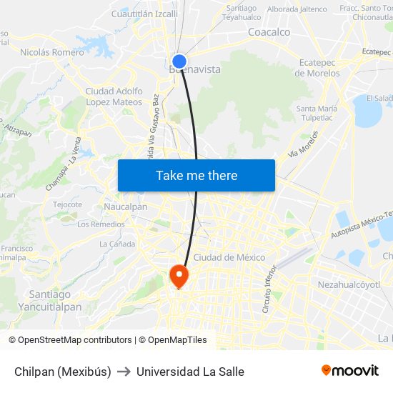 Chilpan (Mexibús) to Universidad La Salle map