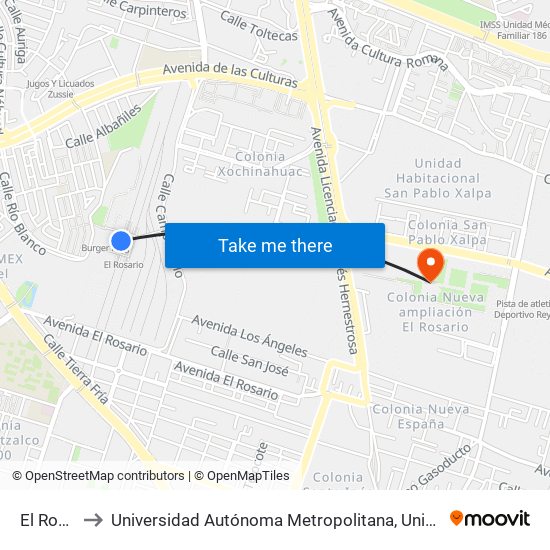 El Rosario to Universidad Autónoma Metropolitana, Unidad Azcapotzalco map