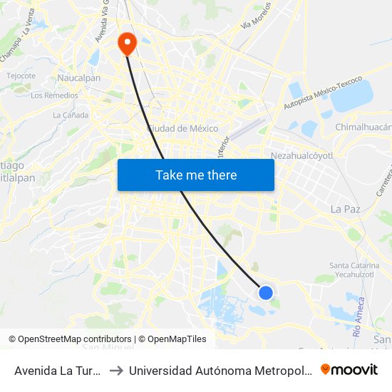 Avenida La Turba, Mz31 Lt20 to Universidad Autónoma Metropolitana, Unidad Azcapotzalco map