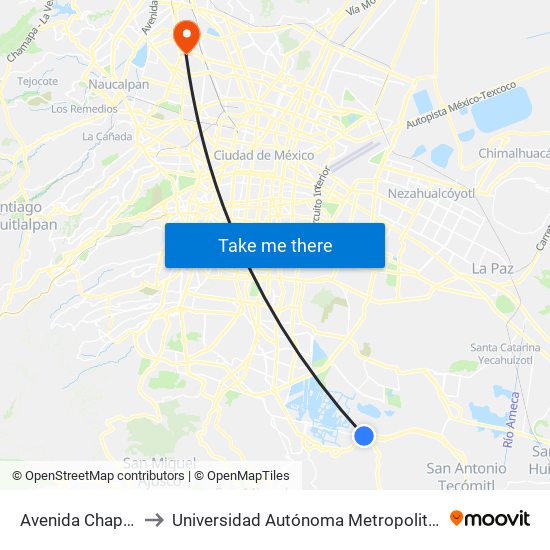 Avenida Chapultepec, 105 to Universidad Autónoma Metropolitana, Unidad Azcapotzalco map