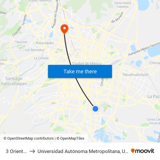 3 Oriente, 548 to Universidad Autónoma Metropolitana, Unidad Azcapotzalco map