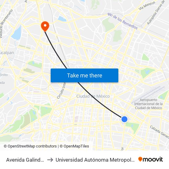 Avenida Galindo Y Villa, 285c to Universidad Autónoma Metropolitana, Unidad Azcapotzalco map