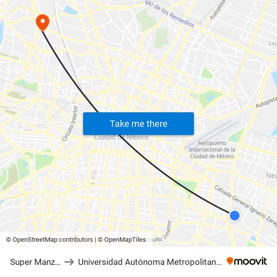 Super Manzana 2, 24 to Universidad Autónoma Metropolitana, Unidad Azcapotzalco map