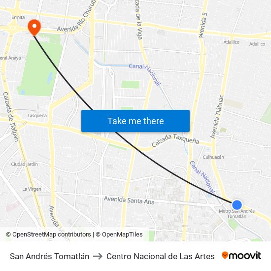 San Andrés Tomatlán to Centro Nacional de Las Artes map