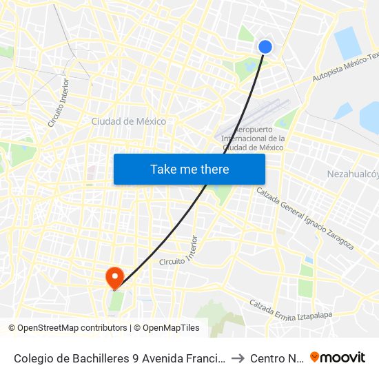 Colegio de Bachilleres 9 Avenida Francisco Morazán Malvinas Mexicanas Gustavo A. Madero Cdmx 07509 México to Centro Nacional de Las Artes map