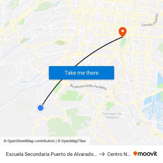 Escuela Secundaria Puerto de Alvarado Ninive Pedregal de San Nicolás 4a. Sección Tlalpan Cdmx 14100 México to Centro Nacional de Las Artes map