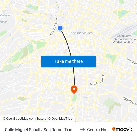 Calle Miguel Schultz San Rafael Ticomán Ciudad de México Cuauhtémoc Cdmx 06470 México to Centro Nacional de Las Artes map