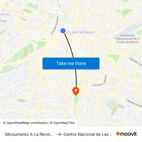Monumento A La Revolución to Centro Nacional de Las Artes map