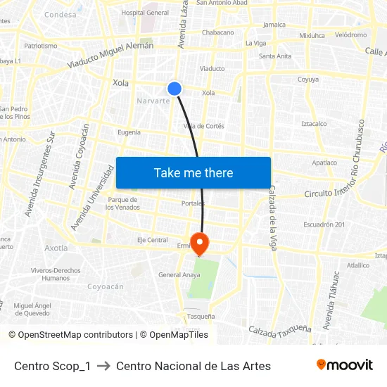 Centro Scop_1 to Centro Nacional de Las Artes map