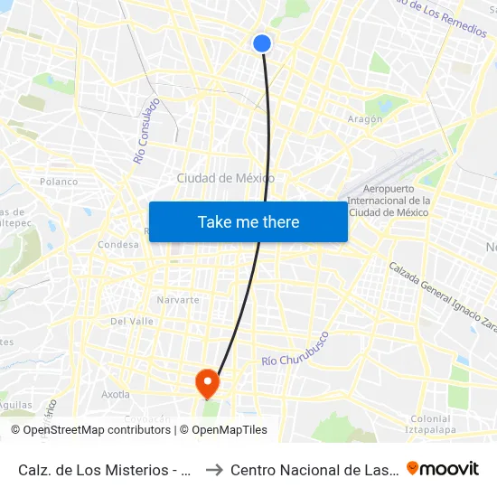 Calz. de Los Misterios - Garrido to Centro Nacional de Las Artes map