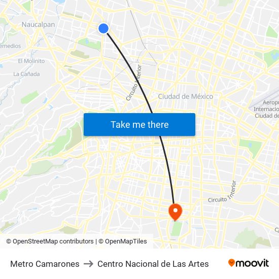 Metro Camarones to Centro Nacional de Las Artes map