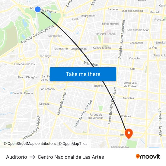 Auditorio to Centro Nacional de Las Artes map
