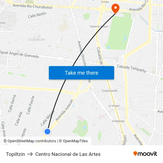 Topiltzin to Centro Nacional de Las Artes map