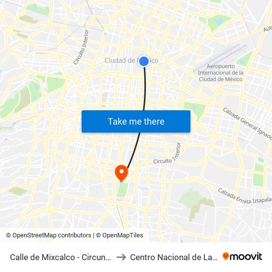 Calle de Mixcalco - Circunvalación to Centro Nacional de Las Artes map