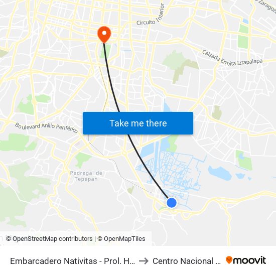 Embarcadero Nativitas - Prol. Hermenegildo Galeana to Centro Nacional de Las Artes map