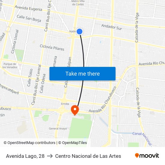 Avenida Lago, 28 to Centro Nacional de Las Artes map