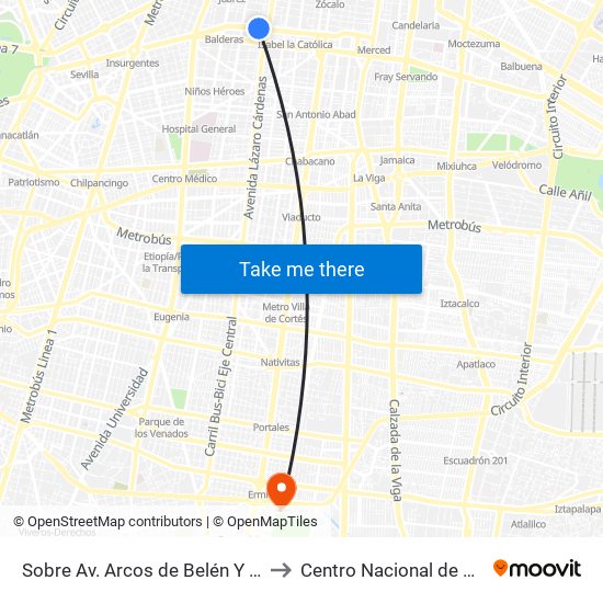 Sobre Av. Arcos de Belén Y Buen Tono to Centro Nacional de Las Artes map