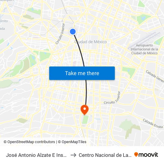 José Antonio Alzate E Insurgentes to Centro Nacional de Las Artes map