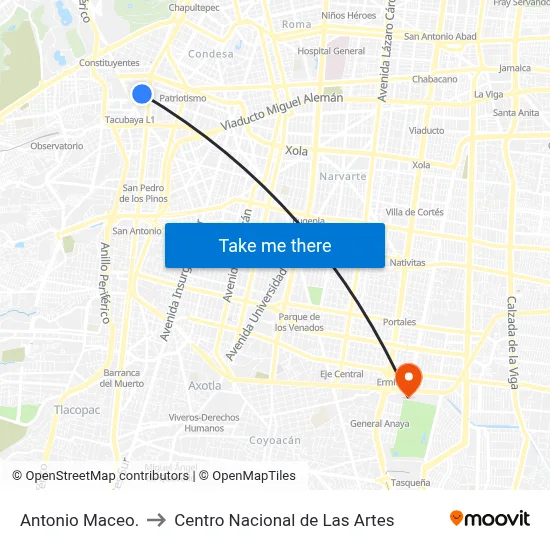 Antonio Maceo. to Centro Nacional de Las Artes map