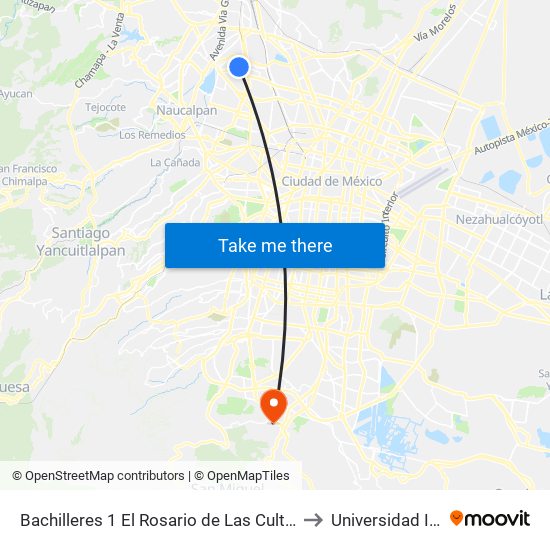 Bachilleres 1 El Rosario de Las Culturas El Rosario Croc VI Olimpia Azcapotzalco Cdmx 02100 México to Universidad Intercontinental Campus Sur map