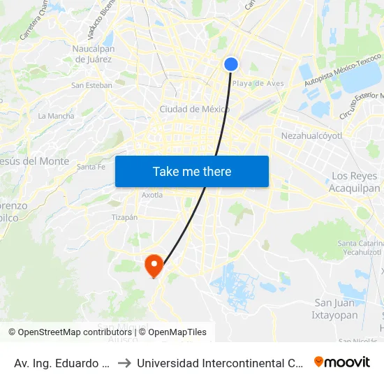 Av. Ing. Eduardo Molina to Universidad Intercontinental Campus Sur map