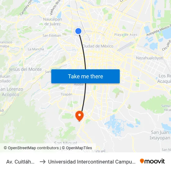 Av. Cuitláhuac to Universidad Intercontinental Campus Sur map