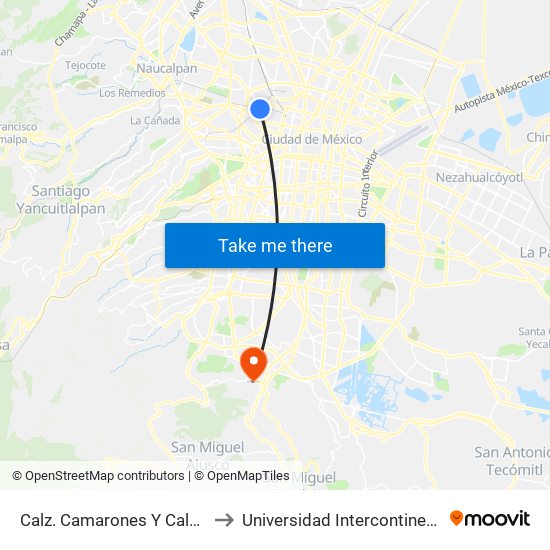Calz. Camarones Y Calz. de Los Gallos to Universidad Intercontinental Campus Sur map