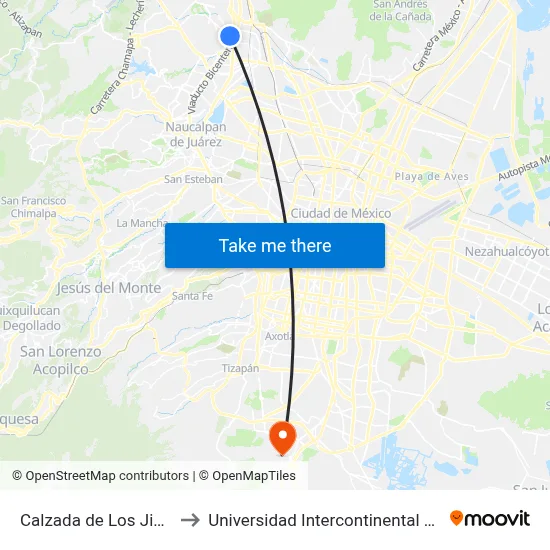 Calzada de Los Jinetes, 60 to Universidad Intercontinental Campus Sur map
