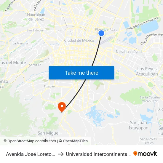 Avenida José Loreto Fabela, 74 to Universidad Intercontinental Campus Sur map