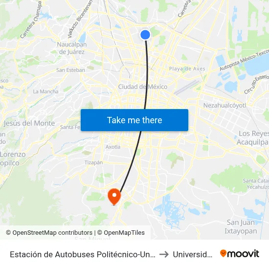 Estación de Autobuses Politécnico-Universidad Avenida Instituto Politécnico Nacional Zacatenco Gustavo A. Madero Cdmx 07340 México to Universidad Intercontinental Campus Sur map