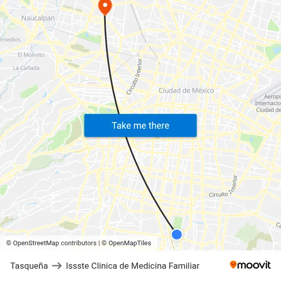 Tasqueña to Issste Clinica de Medicina Familiar map