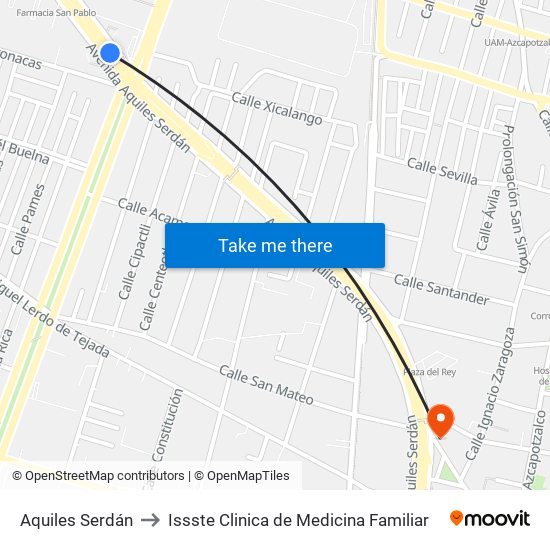 Aquiles Serdán to Issste Clinica de Medicina Familiar map