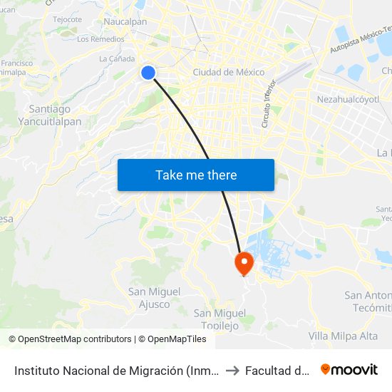 Instituto Nacional de Migración (Inm) - Homero Avenida Homero Los Morales Miguel Hidalgo Cdmx 11510 México to Facultad de Artes Y Diseño Xochimilco map