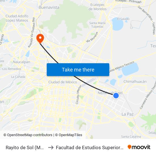 Rayito de Sol (Mexibus) to Facultad de Estudios Superiores Iztacala map