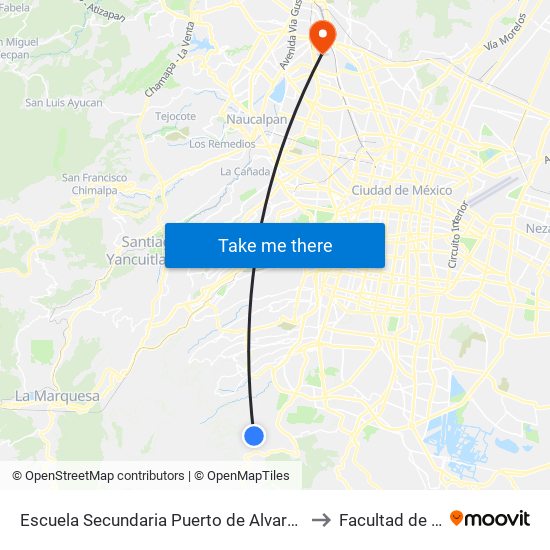 Escuela Secundaria Puerto de Alvarado Ninive Pedregal de San Nicolás 4a. Sección Tlalpan Cdmx 14100 México to Facultad de Estudios Superiores Iztacala map