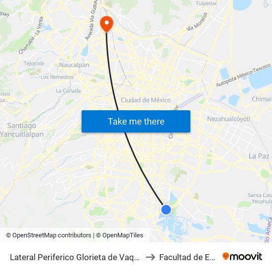 Lateral Periferico Glorieta de Vaqueritos Pedregal de Tepepan Tlalpan Cdmx 14380 México to Facultad de Estudios Superiores Iztacala map