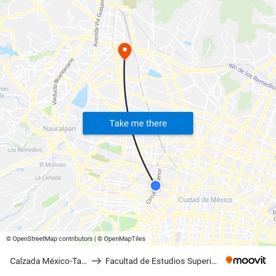 Calzada México-Tacuba, 38 to Facultad de Estudios Superiores Iztacala map