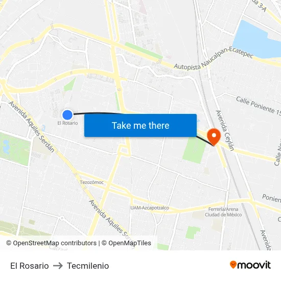 El Rosario to Tecmilenio map