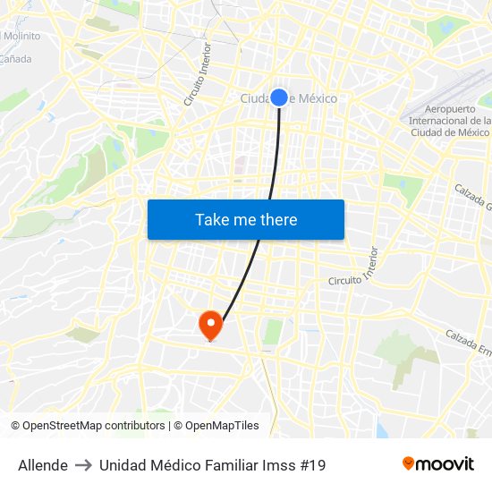 Allende to Unidad Médico Familiar Imss #19 map