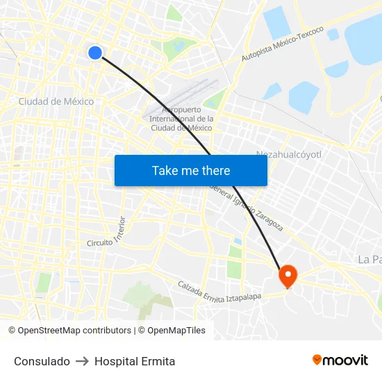 Consulado to Hospital Ermita map