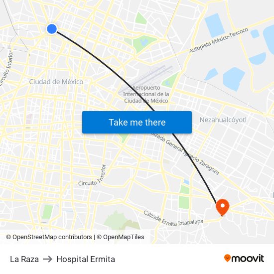 La Raza to Hospital Ermita map