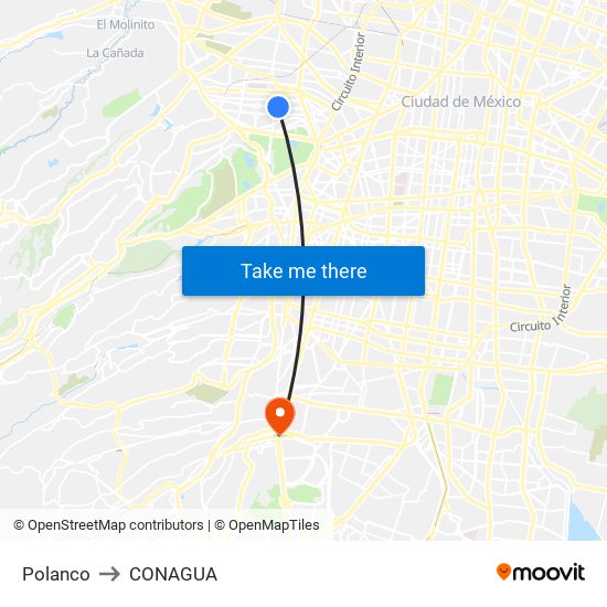 Polanco to CONAGUA map