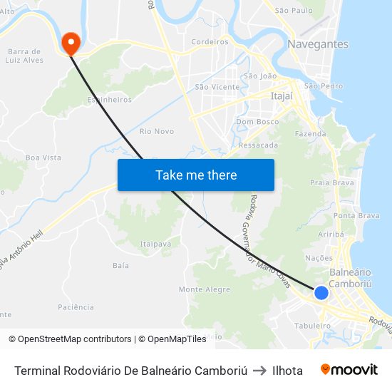 Terminal Rodoviário De Balneário Camboriú to Ilhota map